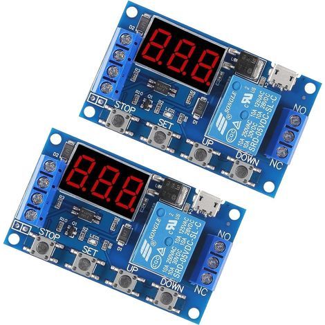 2pièces 5V 12V 24V 36V DC Module De Relais Minuterie,Interrupteur de Minuterie à Retard de Cycle de Déclenchement Module de Relais Marche/Arrêt avec Affichage à LED,Micro USB 5V (1/5)