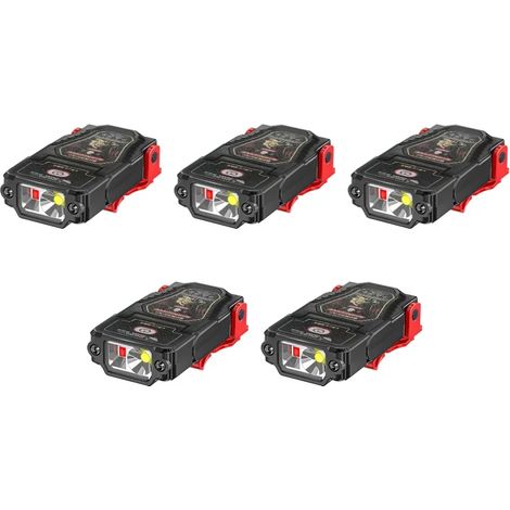 (XHK12 Lot de 5) Mini lampe frontale LED à capteur, clip pour casquette ou chapeau, rechargeable, étanche, idéale pour le camping et la pêche. (1/5)