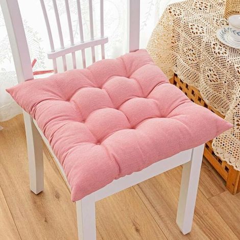 Coussins pour Chaise 40 X 40 X 8 Cm, Galette De Chaise De Jardin,Coussin Épaissi, Coussin en Coton, pour Intérieur Et Extérieur Terrasse Balcon Canapé, Rose, Lotde2 (1/5)