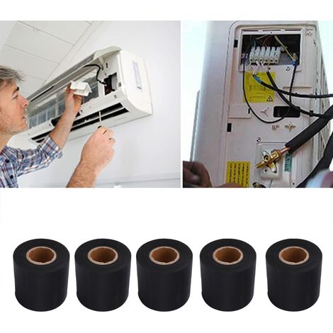 Lot de 5 rubans isolants pour tuyaux PVC, largeur 6 cm, longueur 9,5 m, pour climatiseurs et appareils de chauffage. (1/5)