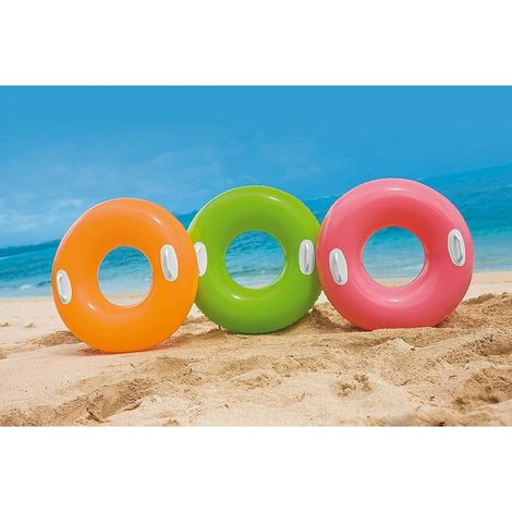 TRADE SHOP - Salvagente Ciambella Gonfiabile Con Maniglie Mare Piscina 76cm Vari Colori 59258 - (1/5)