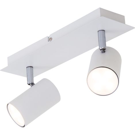 Plafonnier blanc avec 2 spots orientables – Ampoules GU10, 40w maximum (1/5)