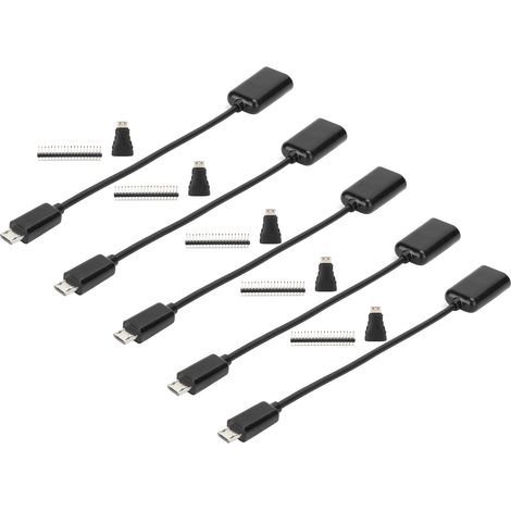 5 Pièces Adaptateur Micro USB vers OTG, Câble HDMI Femelle vers Mini HDMI Mâle et Connecteur GPIO pour Raspberry Pi Zero
