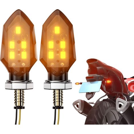 LED-Blinker für Motorräder, universelle sequentielle Blinkerlampen, individuelle bernsteinfarbene Motorradblinker, E24-geprüft (bernsteinfarben – 2 Stück) (1/5)