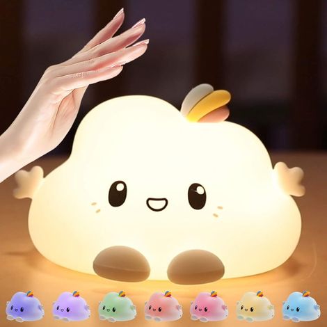 Veilleuse LED pour enfant rechargeable par USB en silicone avec contrle tactile Blanc chaud 7 modes de respiration pour enfants bébés tout-petits (1/5)