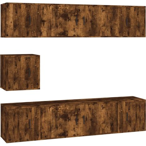 Maison Exclusive - 7-tlg. TV-Schrank-Set Räuchereiche Holzwerksto