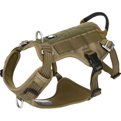 Harnais pour Chien, Ajustement Réglable, Caractéristiques de Sécurité Réfléchissantes, Vert armée, XL (1/2)