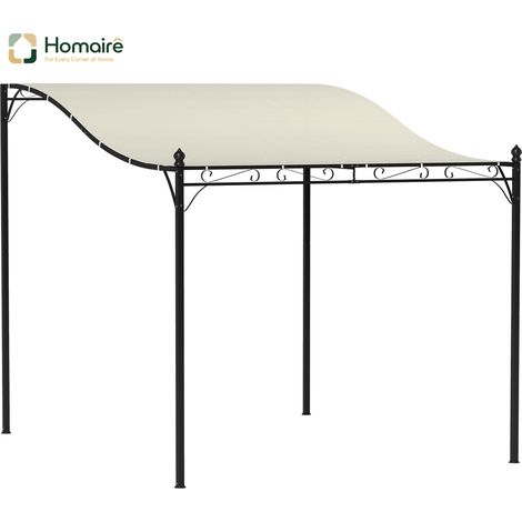 HOMAIRE Pergola Anbaupavillon freistehend avec toit, protection solaire et abri de pluie pour terrasse et jardin, crème