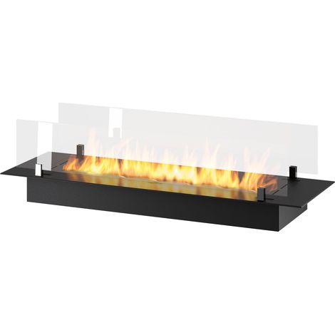 Bruciatore a Bioetanolo da Incasso 100x32x15 cm Insert Slim 1000 Nero con Vetro (1/5)