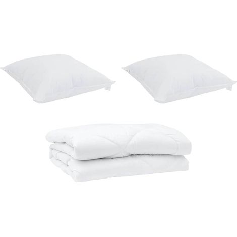 Duvet d'été simple avec oreiller 3 pcs，Couette Blanc Microfibre CFW58057 (1/5)