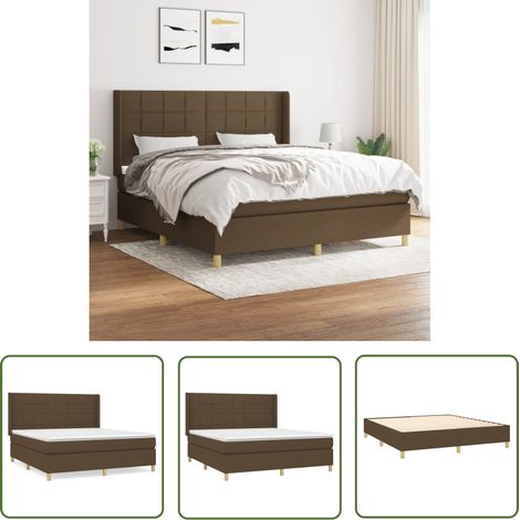The Living Store Sommier à lattes de lit avec matelas Marron foncé 180x200 cm - Lit Double - Lit Tapissier - Literie - Matelas Ressorts Ensachés - Tête De Lit Ajustable (1/5)