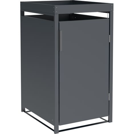 ULM: Mülltonnenbox 68x80x124cm, für Tonnen 120 und 240 Liter, Stahl anthrazit. Mit Pflanzkastenaufsatz