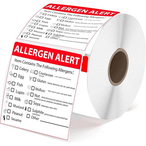 500 x 2 in Anti-Allergy Removable Warning Labels for Packaging, Retail and Restaurants (1/5)