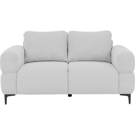 ELTON - Canapé droit tissu lisse 2 places Gris clair (1/5)