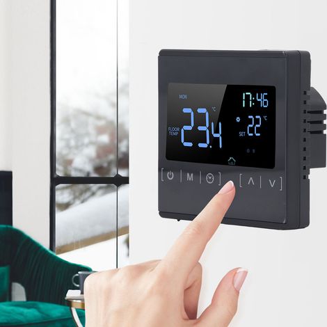 Contrôleur intelligent pour chauffage au sol avec régulateur de température intégré, panneau de commande tactile programmable, AC85V-250V (1/5)