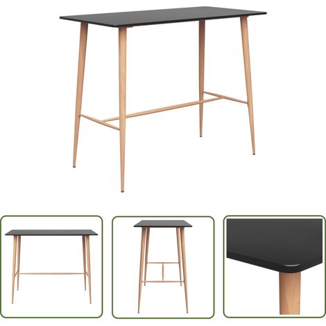 The Living Store Bartisch Schwarz 120x60x105 cm - Stehtisch - Bartisch - Kücheninsel - Schwarz - Esstisch (1/5)