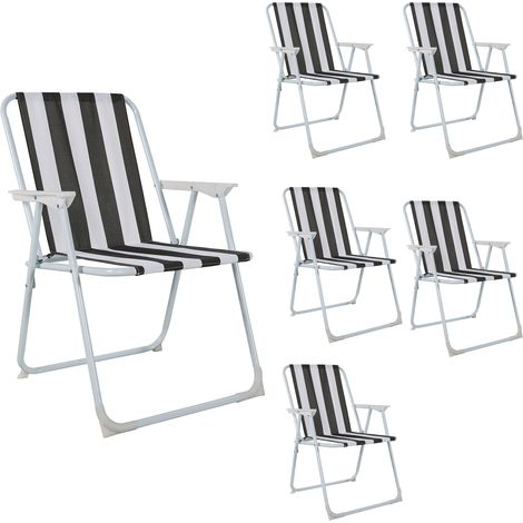 6 Stück Campingstuhl Anthrazit/Weiß gestreift-MPO2600SA-6 (1/2)