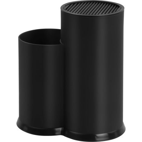 Bloc à couteaux universel, porte-couteaux noir, 2 en 1, porte-couteaux de cuisine, bloc à couteaux vide, porte-couteaux avec porte-ustensiles pour jusqu'à 12 couteaux (1/5)