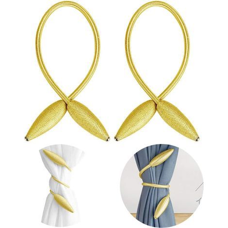 Stück Vorhanghalter mit Clipverschluss, gestricktes Seil, geflochten, natürlicher und schlichter Stil, Dekoration für Wohn- und Schlafzimmer – Gold (1/5)