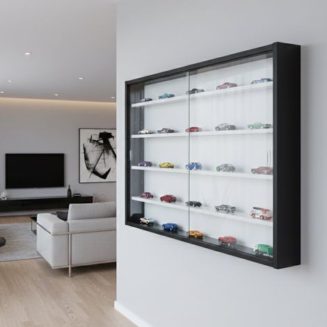 Dmora Hängevitrine mit Innenregalen, schwarz und weiß, 10 x 60 x 80 cm. (1/5)