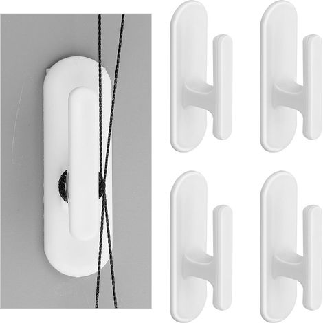 Lot de 4 Crochets adhésifs pour Cordon de Store, Crochets adhésifs pour Enrouleur de Cordon de Store (Blanc