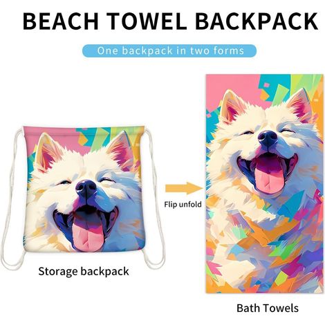 Sac à serviettes de plage léger 2 en 1 : serviettes fines, absorbantes, à séchage rapide, anti-sable et à séchage rapide, idéales pour la piscine, le camping, la plage, les voyages et les vacances (av (1/4)