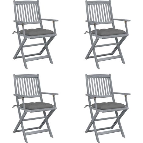 Klappbare Gartenstühle 4 Stk. mit Kissen Massivholz Akazie