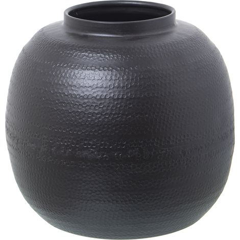 Schwarz geschnitzte Aluminiumvase ° 25x23cmpour Alle Stile, um zu Hause eine Note zu verleihen (1/5)