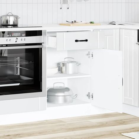 Meuble bas cuisine avec tiroir et porte en bois d’ingénierie blanc brillant 50 x 46 x 81,5 cm - PANGIVO (1/5)