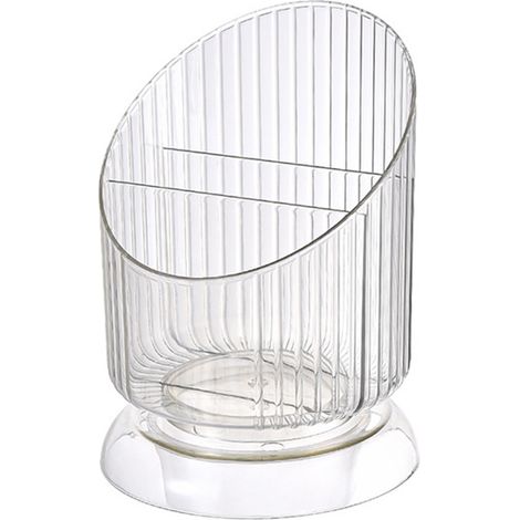 Rangement pinceaux maquillage transparent rond, pot porte-pinceaux en plastique, idéal pour stylos et crayons, blanc, taille unique (1/5)
