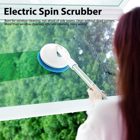 Nettoyeur rotatif électrique sans fil rechargeable, brosses remplaçables, balai rotatif pour douche, manche télescopique, fenêtre salle de bain cuisine voiture carrelage mur sol (1/3)