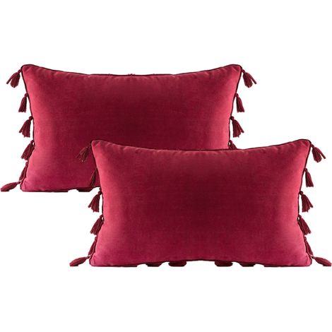 Housse de coussin déco bohème à pompons pour canapé et lit, taie d'oreiller douce, 30x50 cm/12x20" (1/5)