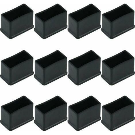 Set di 12 tappi protettivi rettangolari in feltro di gomma per gambe di tavoli o sedie - Neri, 15 x 30 mm. (1/5)