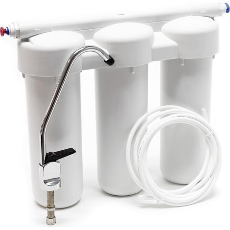 Naturewater NW-PRG03 Filtre à eau potable Sous évier – 395 x 155 x 360 mm – 3 Étapes – 360 L/h – avec Cartouche PP Sédiments et Charbon actif – Filtration Purification Bactéries Pesticides
