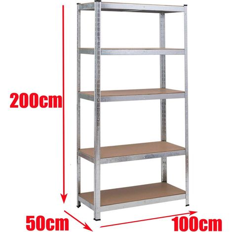 Dayplus – Étagère de rangement en métal 200x100x50cm – Charge maximale 875 kg – 5 niveaux en MDF – Assemblage sans vis – Pour garage et atelier