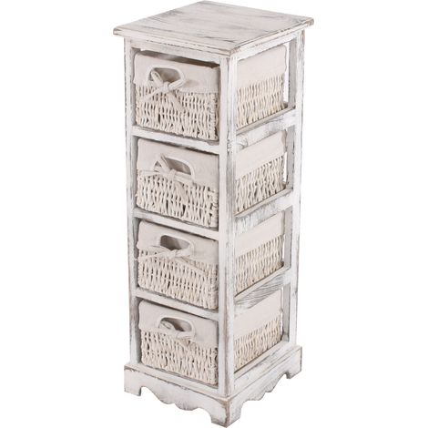 Commode / étagère 4 paniers, 25x28x74cm, shabby, vintage, blanc (1/5)