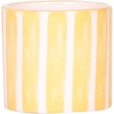 Cache-pot en Céramique à Rayures Peintes Jaune, Pot de Fleurs Décoratif Brillant, Ø 6 cm - PANGIVO