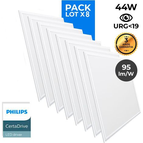 Lot de 8 - Panneau LED 60x60 extra-plat - Driver Philips - 44W - - Blanc Froid