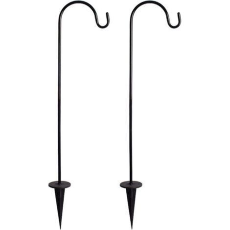Confezione da 2 ganci da giardino, robusti e regolabili, in metallo, con gancio per luci solari.
