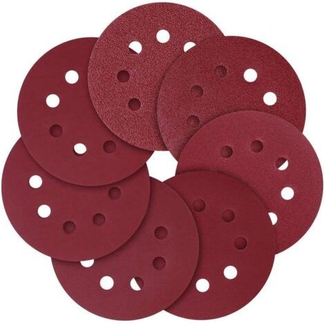 Disque de Ponçage,5"(125mm) 8 trous papier abrasif à grains assortis 40/80/120/240/320/600/800 (70 pièces) (1/5)