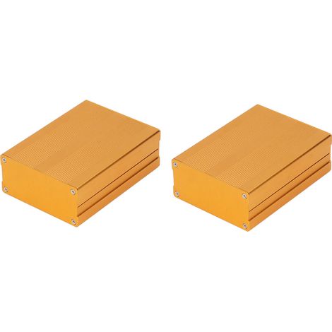 Wasserdichte, aufschraubbare Elektronik-Projektbox aus goldeloxiertem Aluminium, Schlitzausführung, Stromanschlussdose (1/5)