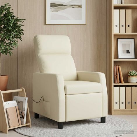 vidaXL Poltrona Massaggiante Crema Similpelle (1/5)