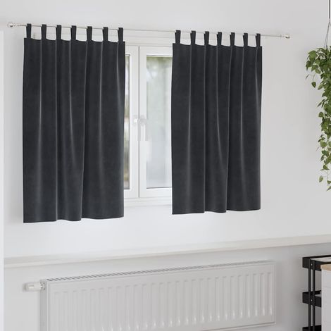 Verdunkelungsvorhänge 2 pcs Dunkelgrau 140 x 140 cm Samt