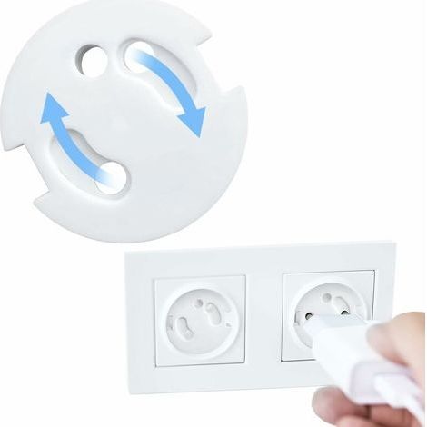 Cache Prise Bébé Français-Protection Prises Bebe-Caches Prises Electrique-Sécurité Enfant-Mécanisme Tournant,10Pcs (1/4)