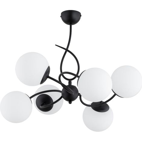 Plafonnier noir/blanc boules 6xE14 10W Tornado Alfa (1/2)