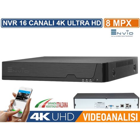 NETWORK VIDEO RECORDER NVR 16 CANALI 8MP 4K ULTRA HD ANALISI INTELLIGENTE P2P H.265AI (1/3)