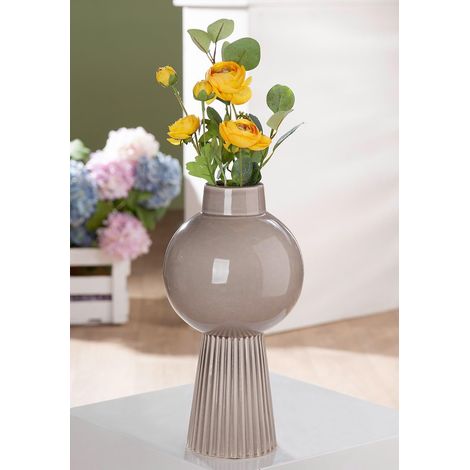 Vase Balazar en céramique Gris Brillant Hauteur 35 cm Diamètre 18 cm Décoration d'intérieur Cadeau (1/5)