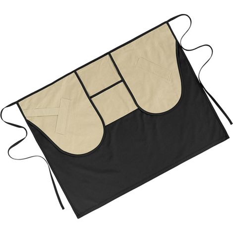 Demi-tablier en polycoton - tablier de taille pour restaurant, cuisine et travaux manuels, résistant aux taches et à la chaleur, noir (1/4)