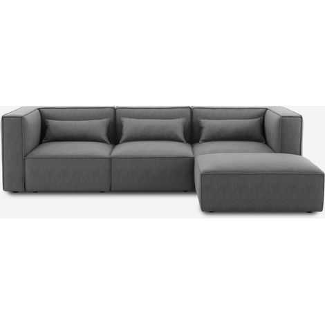 Divano 3 posti modulare componibile moderno in tessuto con pouf Solv