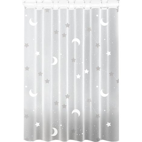 Rideau de douche imperméable et épais, résistant à la moisissure, motif étoiles et lune. (1/5)